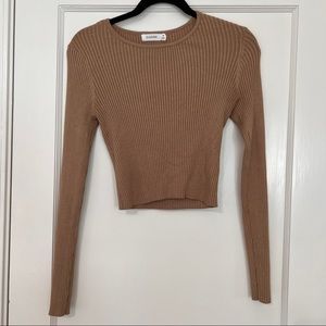 Glassons ribbed tan long sleeve top
